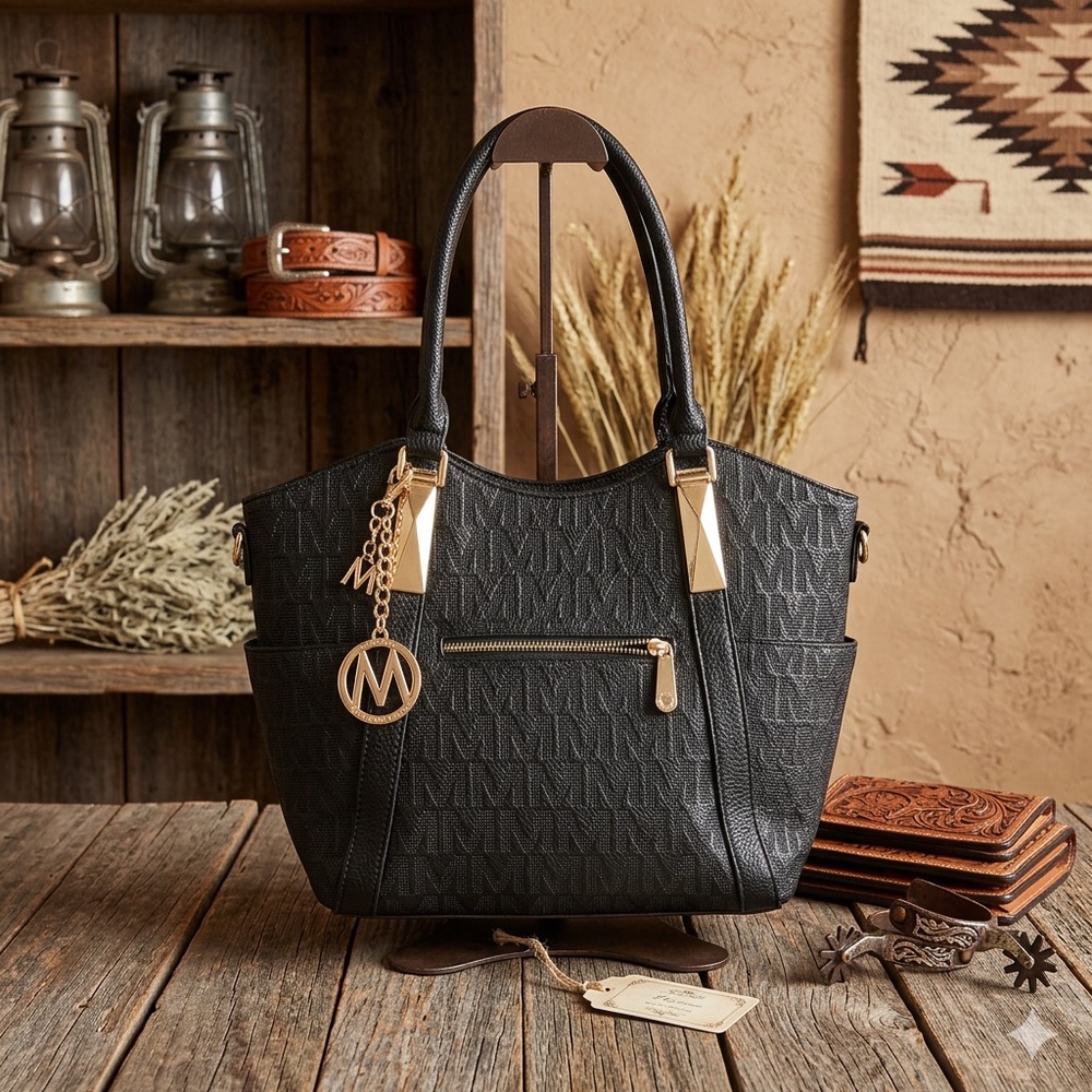 Black Monogram Tote Bag